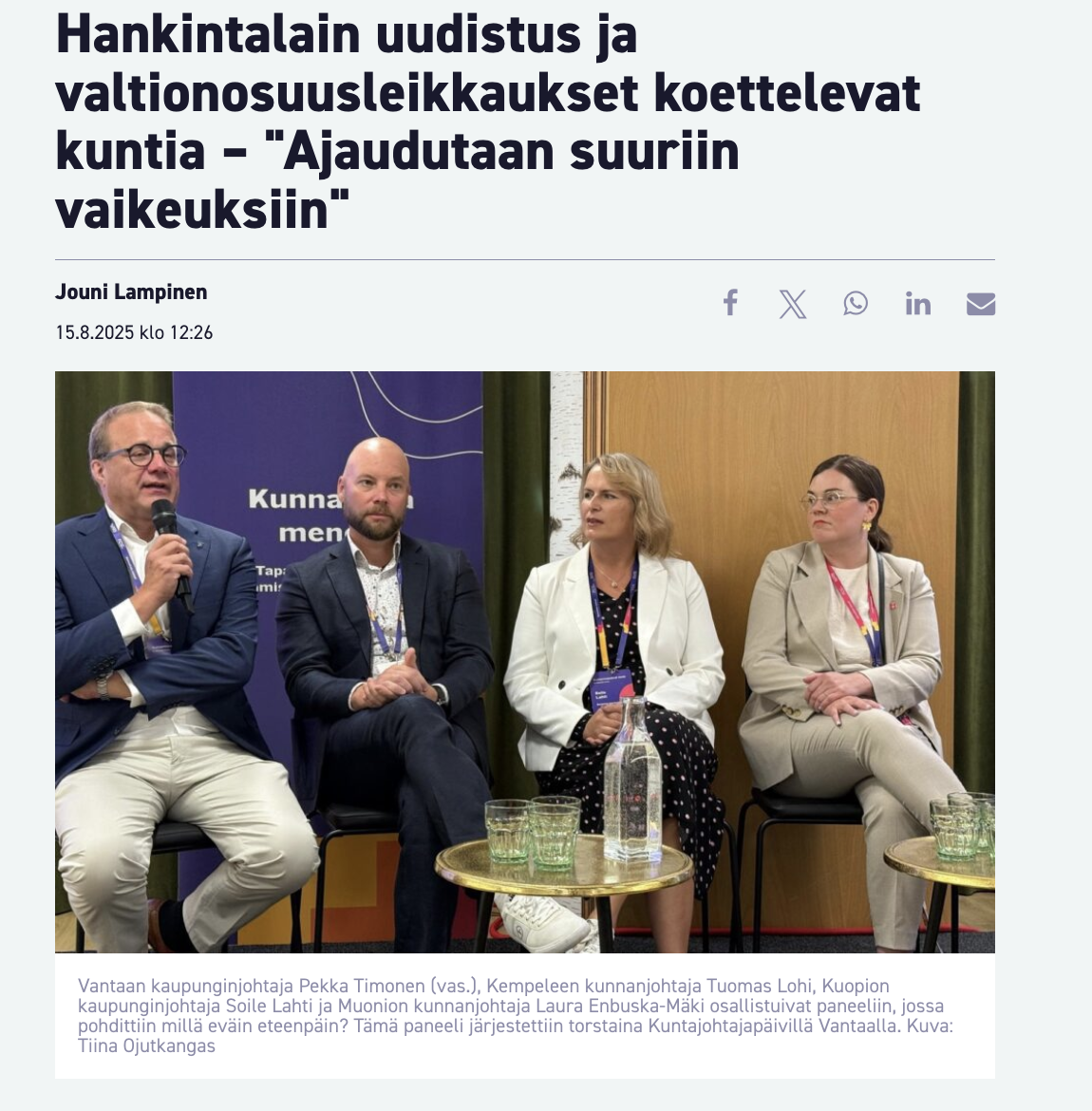Kuntalehti: Hankintalaki on isku kuntakentän palleaan